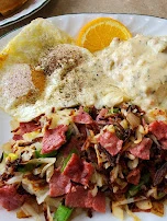 Corned Beef Hash and Eggs over Easy